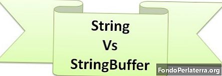 Skirtumas tarp stygų ir „StringBuffer“ klasės „Java“